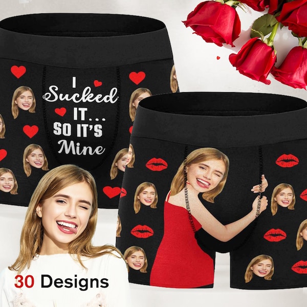 Personalized Men's Boxer Briefs, Custom Photo Underwear, Valentine's Day Gifts Anniversary Gift for him