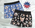 Personalized Pet Underwear,Custom Dog face Boxer,Paws and Bone Print Underwear,Personalized Boxer For Him,Best Valentine's Day gift for him