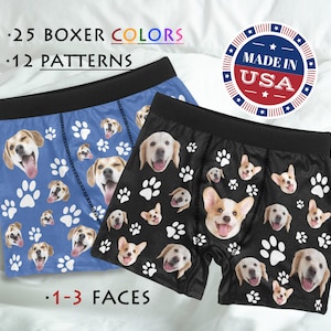 Personalized Pet Underwear,Custom Dog face Boxer,Paws and Bone Print Underwear,Personalized Boxer For Him,Best Valentine's Day gift for him