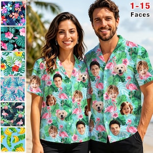 Custom Face Hawaiian Shirt, Personalized Photo Couple Shirts, Aloha Shirt, Beach Gift