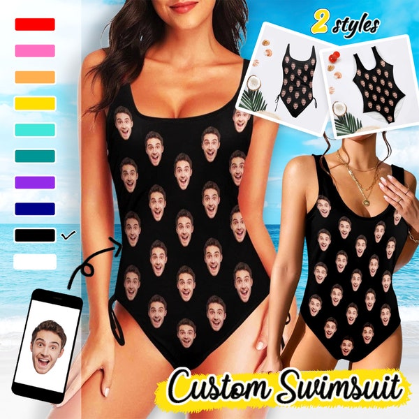 Custom Swimsuit with Face,  Personalize One Piece Face Swimsuit, Personalize Bathing Suit, Bachelorette Party, Birthday Gifts.