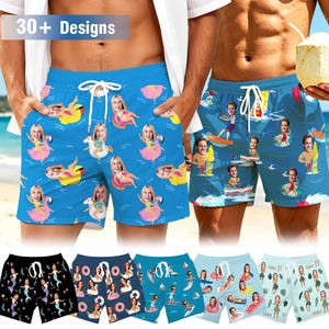 Custom Face Swim Trunks: Personalized Men's Bathing Suit, Bachelor Party Gift