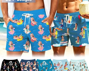 Custom Face Swim Trunks: Personalized Men's Bathing Suit, Bachelor Party Gift
