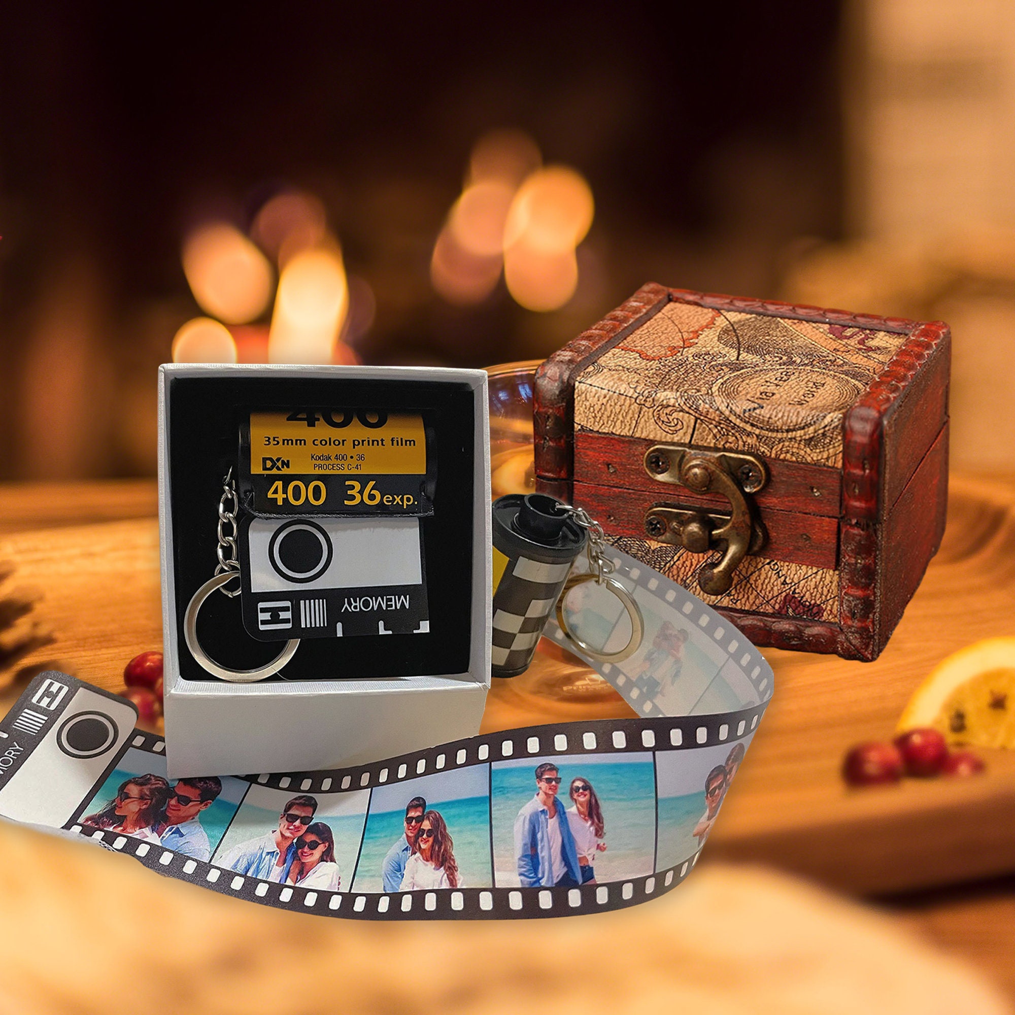 Personalized Christmas Film Roll Keychain With Wooden Box,camera Roll  Keychain,album Anniversary Gift for Him Her,best Valentine's Day Gift -   Canada