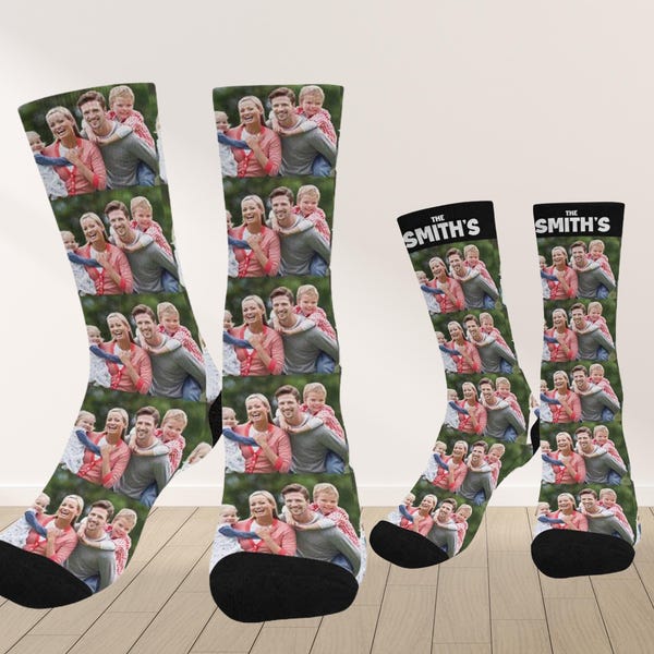 Personalized Family Photo Socks: Custom socks for dad, Father's Day gift