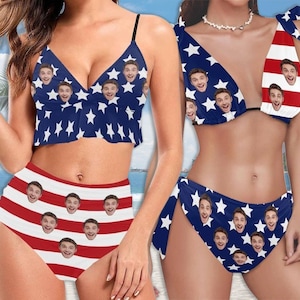 Custom American Flag Face Swimsuit: Personalized Patriotic Swimwear