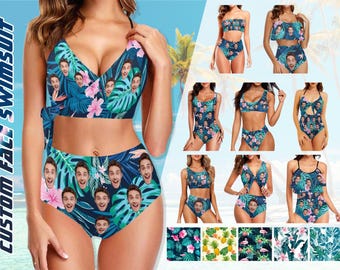 Custom Face Women's Swimsuit: Personalized One-Piece/Two-Piece
