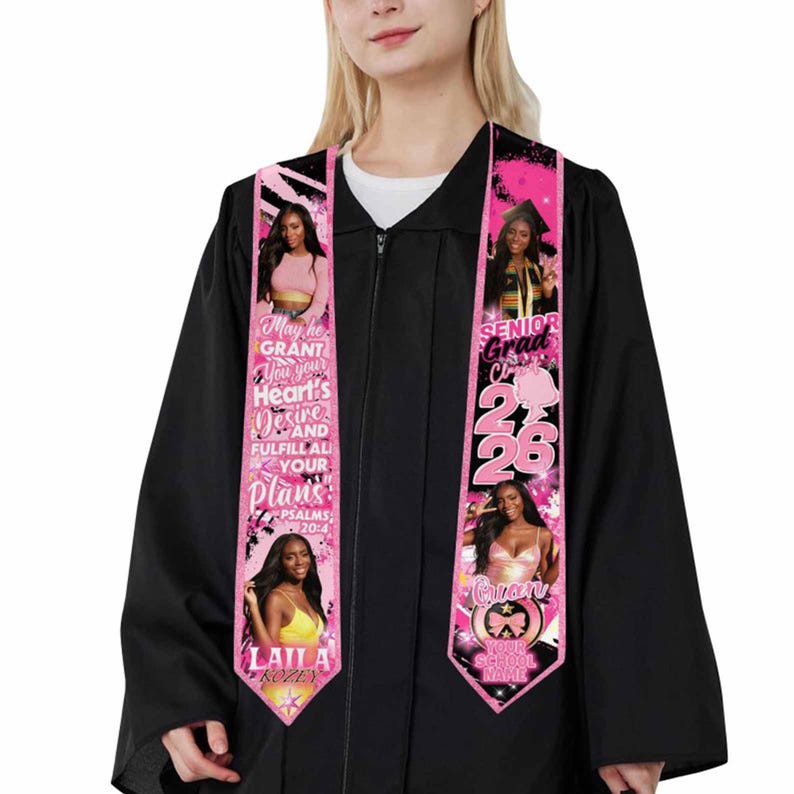 Custom Photo Graduation Stole: Personalized Class of 2026 Sash, Gift for Graduates image 9