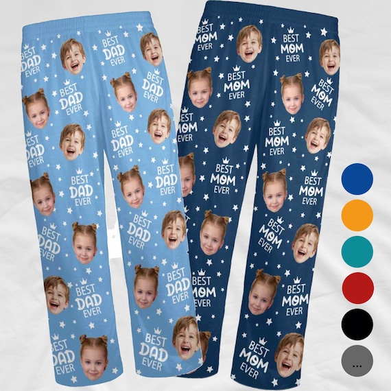 Custom Face Pajama Pants, Photo Gift for Dad Mom