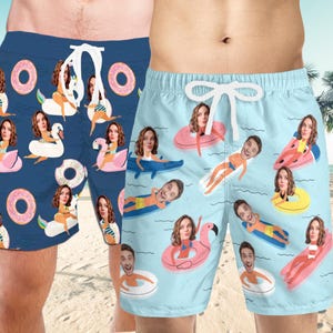 Custom Face Men&#39;s Swim Trunks: Personalized Beach Shorts