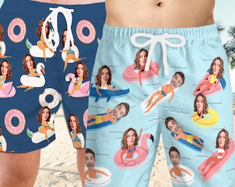 Boxer de bain pour hommes à face personnalisée : shorts de plage personnalisés