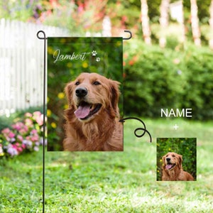 Personalized Pet Photo Garden Flag: Custom Dog Name Welcome Sign