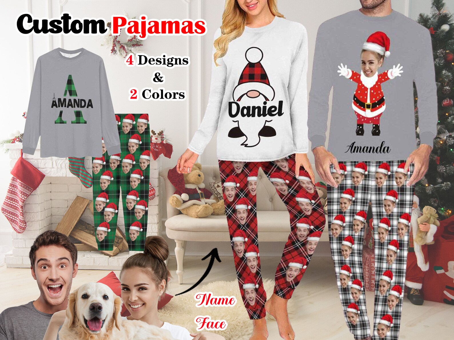 Custom Face Pajamascustom Pajamas With Face&namecustom Face Etsy