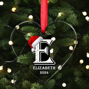 Personalized Christmas Ornament with Name Custom Acrylic Glass Text Christmas Tree Decorations Customized Ornament with Photo 2024Xmas Gift