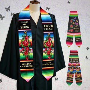 Personalized Mexican Graduation Stole: Custom Class of 2025 Sash