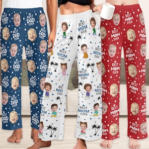 Best Dad Ever Pajama Pants With Photo, Custom Photo Face