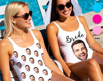 Custom Text One-Piece Swimsuit: Bachelorette Party Swim