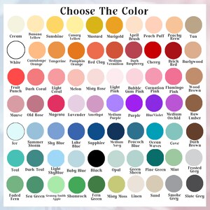 May include: A color chart with the text "Choose The Color" at the top. The chart displays a variety of color swatches, each labeled with a color name, ranging from cream to slate grey. The colors are arranged in rows and columns.