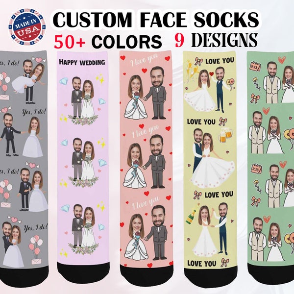 Custom Wedding socks, Custom Face Socks, Personalized face Socks, Couple face Socks, Customize Love Socks ,Anniversary Gift, Wedding Gift