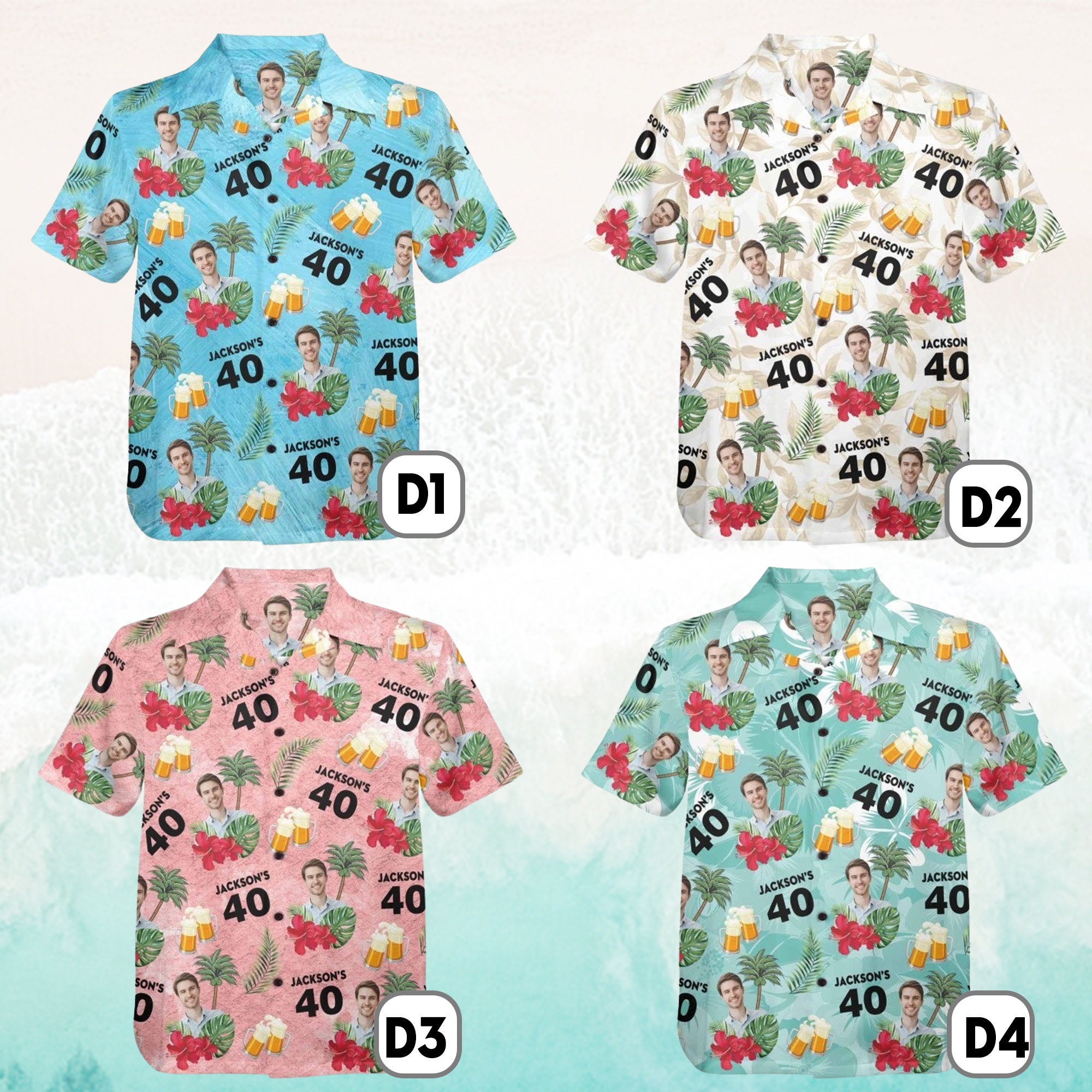 Discover Custom Birthday Shirt with Faces,Hawaiian Face Shirt with Text,Birthday Party