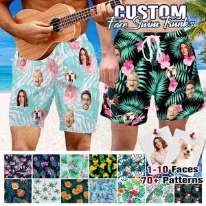 Custom Face Swim Trunks: Personalized Men&#39;s Bathing Suit & Dog Bandana