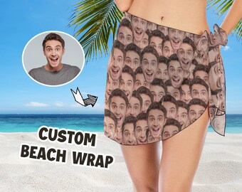 Personalized Face Beach Sarong: Custom Photo Swimsuit Cover Up