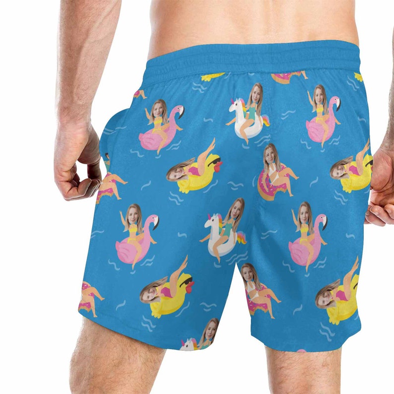 Custom Men Bathing Suit Funny Swim Trunks Personalized Face Etsy
