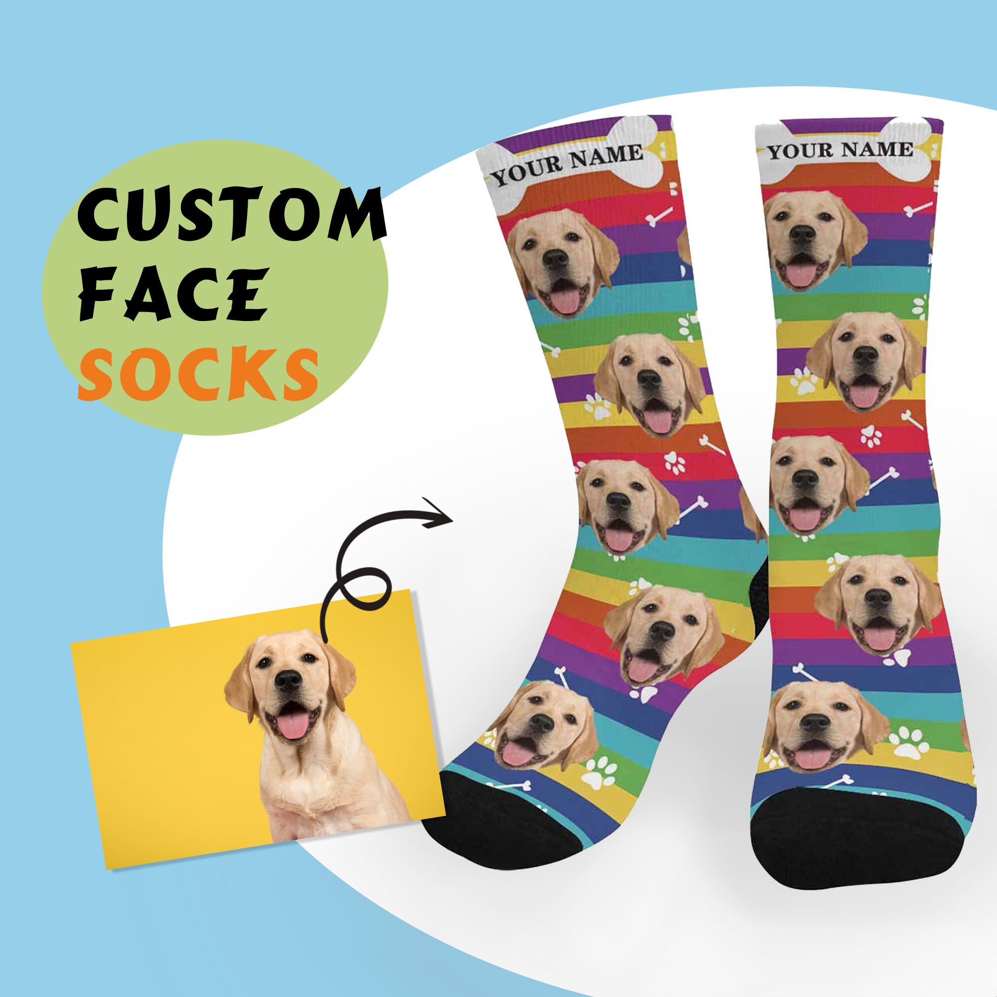 Custom Dog Face&Name socks Custom Face Socks Pet Gift for Him Etsy