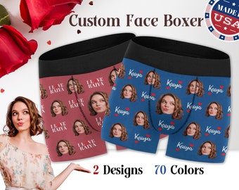 Custom Face Men Underwear,Personalize Face Boxer,I Love You Red Heart,Best Christmas Gift for Him/Husband/Boyfriend/Fiance,Face Underwear