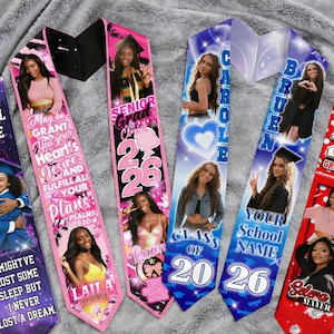 Custom Photo Graduation Stole: Personalized Class of 2026 Sash, Gift for Graduates
