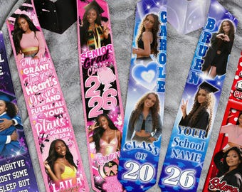 Custom Photo Graduation Stole: Personalized Class of 2026 Sash, Gift for Graduates