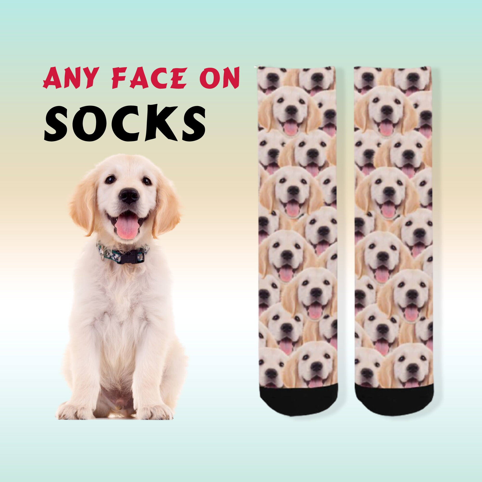 Custom Dog Face Socks Funny Pet Sock Dog Lover Personalized Etsy