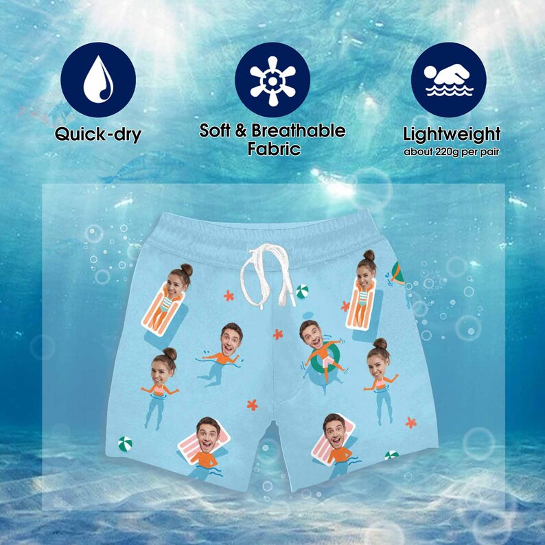 Custom Men Bathing Suit Man Swim Trunks With Face Etsy