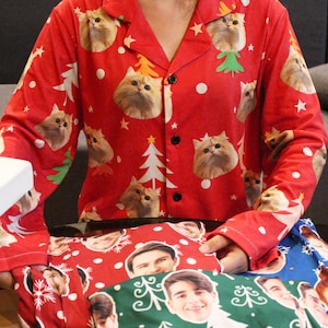 Custom Pet Face Pajamas Set, Custom Photo Pajamas Men Woman Family, Custom Pajama Pants Top, Custom Pajamas Dog Bandana,Best Christmas gift