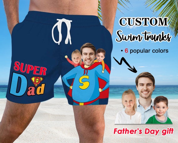 Custom Men Bathing Suit, Man Swim Trunks With Face, Personalized