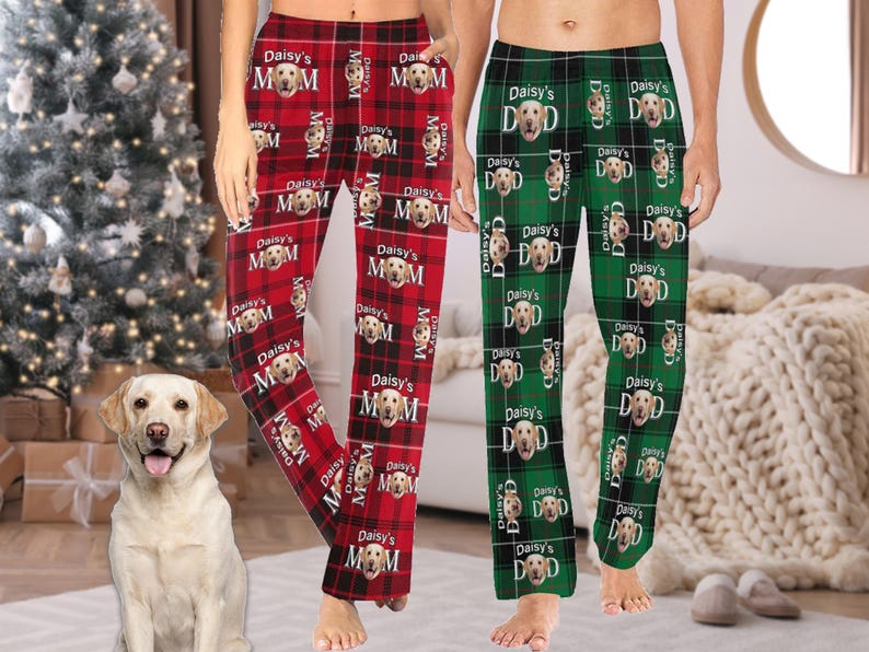 Personalized Photo Pajamas, Custom Name Pajama Pants Men Women, Custom