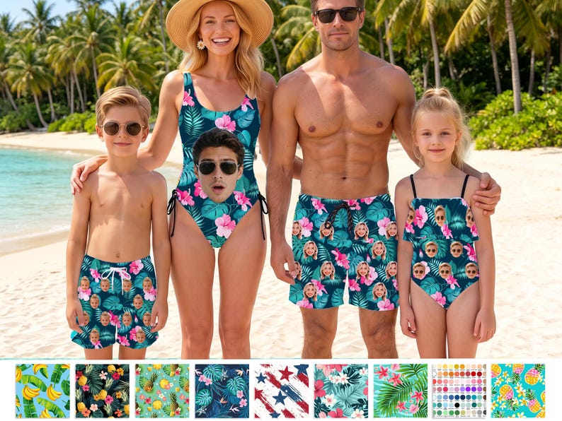 Maillot de bain familial personnalisé : maillot de bain une pièce et photo personnalisés image 1