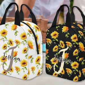 Personalized Sunflower Lunch Bag: Insulated Custom Tote