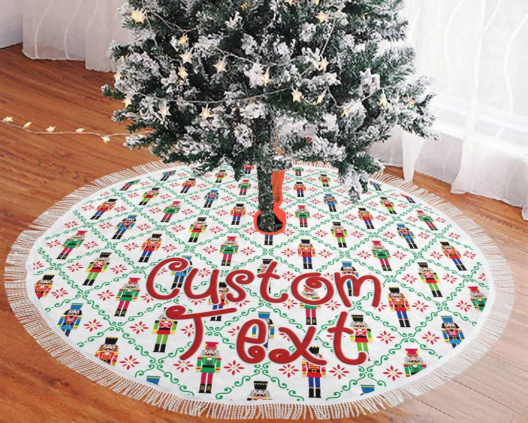 Personalized Nutcracker Christmas Tree Skirt, White Tree Skirt, Custom