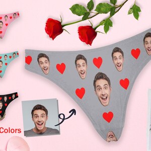 Personalized Face Thong: Custom Photo Underwear, Valentine&#39;s Gift