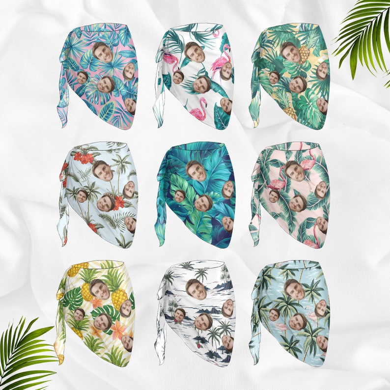May include: Nine different patterned sarongs with a tropical theme. Each sarong features a different pattern with a variety of colors, including green, blue, pink, and yellow. The sarongs are all made of a lightweight fabric and are perfect for a day at the beach or pool.