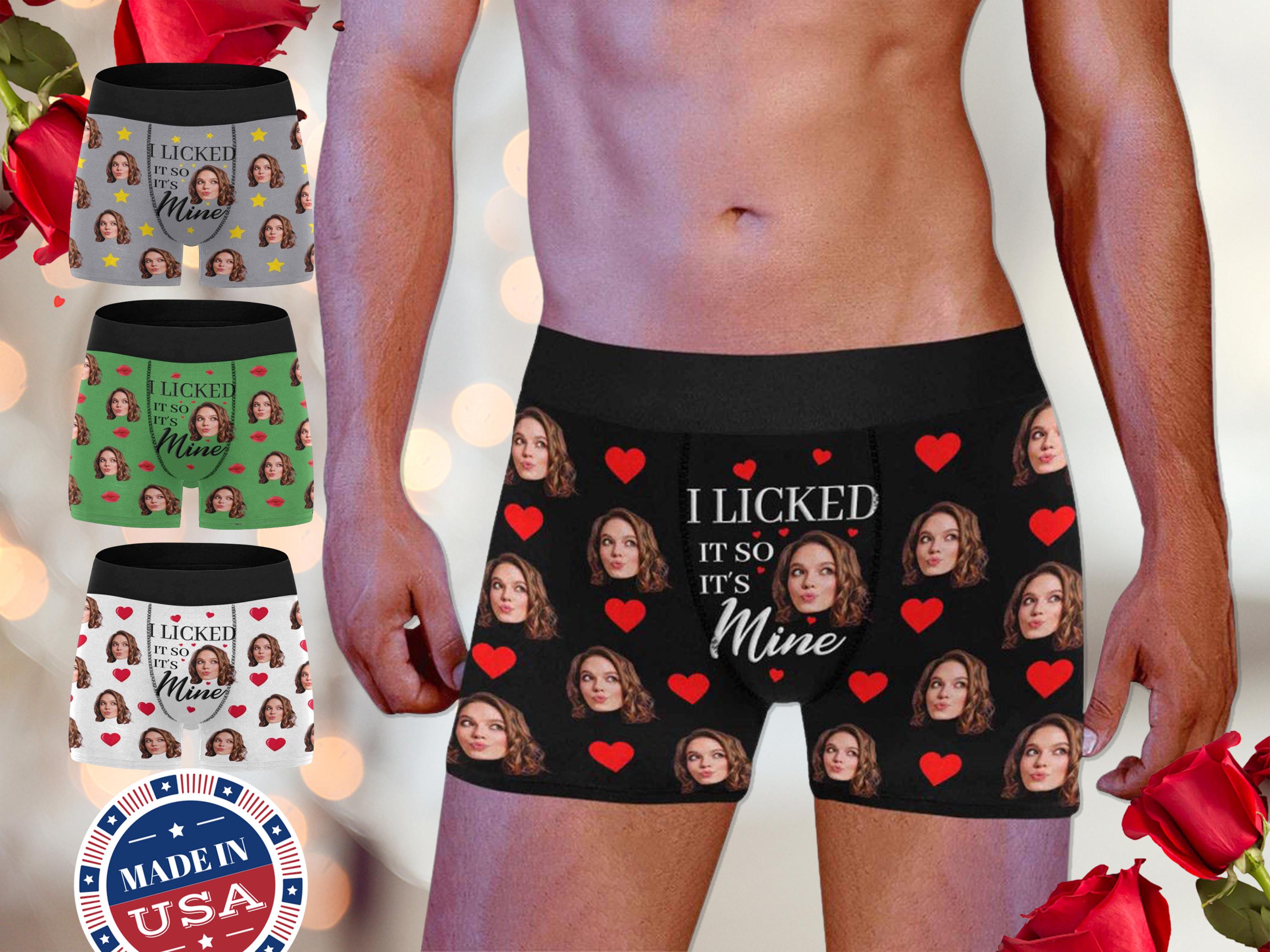 I Licked It So It's Mine, Faces And Lips, Personalized Men's Boxer Briefs, Gift For Him