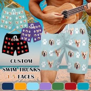 Personalized Face Swim Trunks: Custom Photo Men&#39;s Bathing Suit