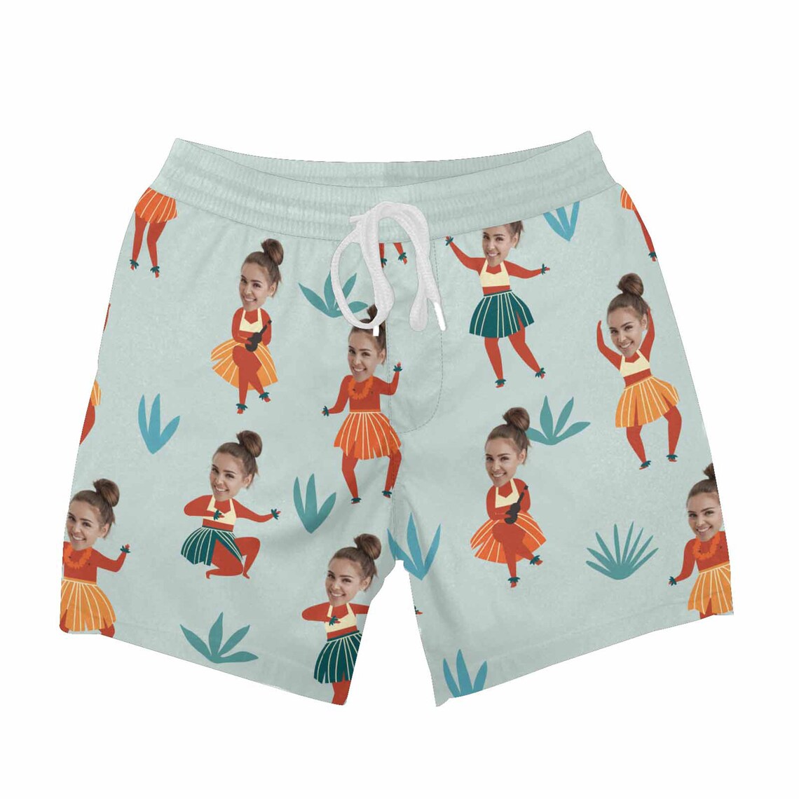 Funny Men Bathing Suit Custom Swim Trunks Hawaii Dance Etsy