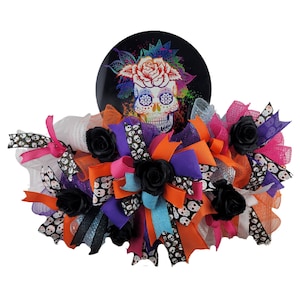 Day of The Dead Wreath for Halloween, Día de Los Muertos Skeleton Wreath, Halloween Day of The Dead Decor, Halloween Wreath for Outside