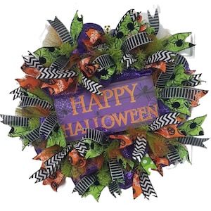 Halloween Wreath for Front Door, Halloween Porch Decor, Halloween Welcome Wreath for Outside, Wreath for Halloween, Halloween Door Decor