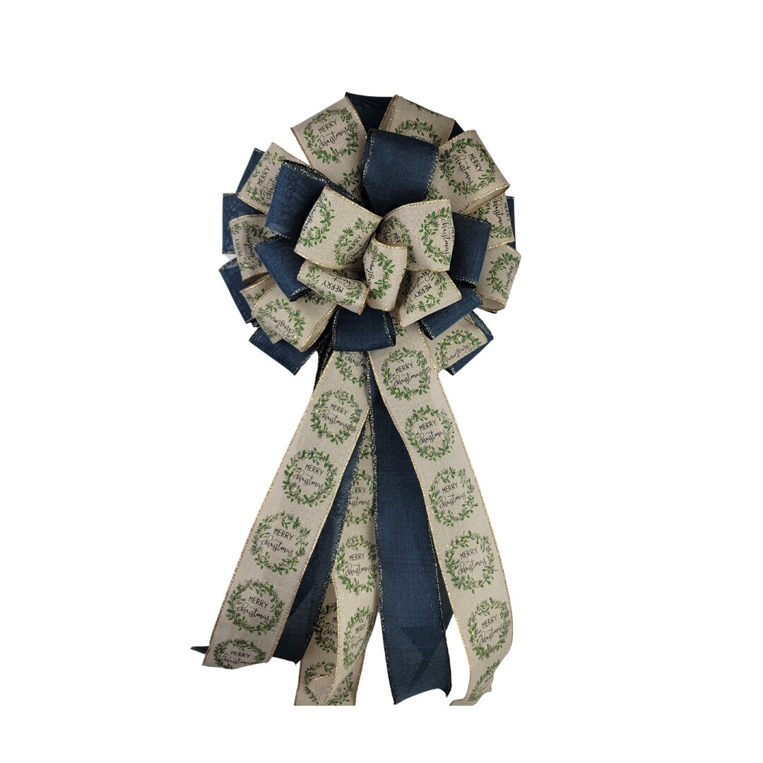 Farmhouse Christmas Tree Bow Topper, Large Christmas Bow, Winter