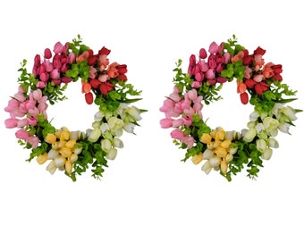 Tulip Double Door Wreaths, Small Wreaths for French Doors, Easter Home Décor, Spring Wall Décor, Easter Double Door Wreaths