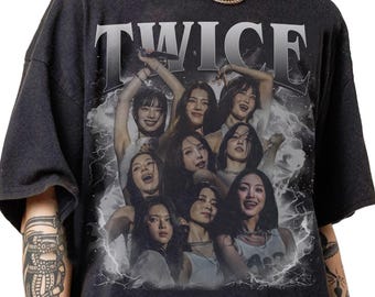 Retro 90s Vintage Twice Members Bootleg T-Shirt, Retro Twice Kpop Graphic Retro Tee, Jihyo, Nayeon, Momo, Sana, Mina,Tzuyu Korean Lover Gift