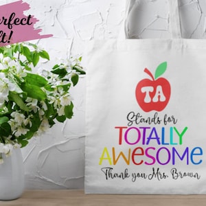 Personalised Teacher Tote Bag, Totally Awesome Tote Bag For Teachers Assistants Gift, Teaching Assistant, Gifts For Teacher Assistant